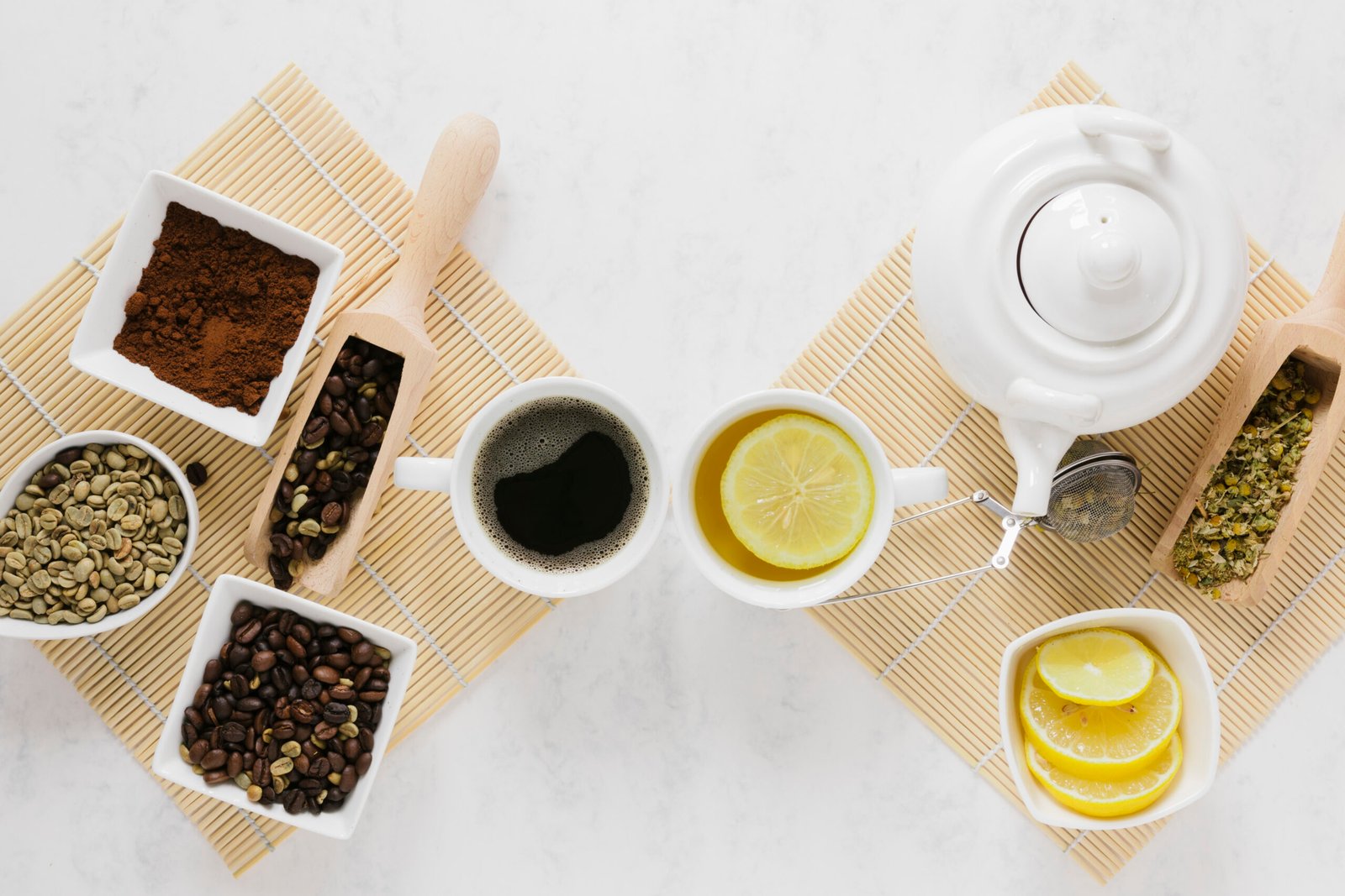 top view tea coffee trays